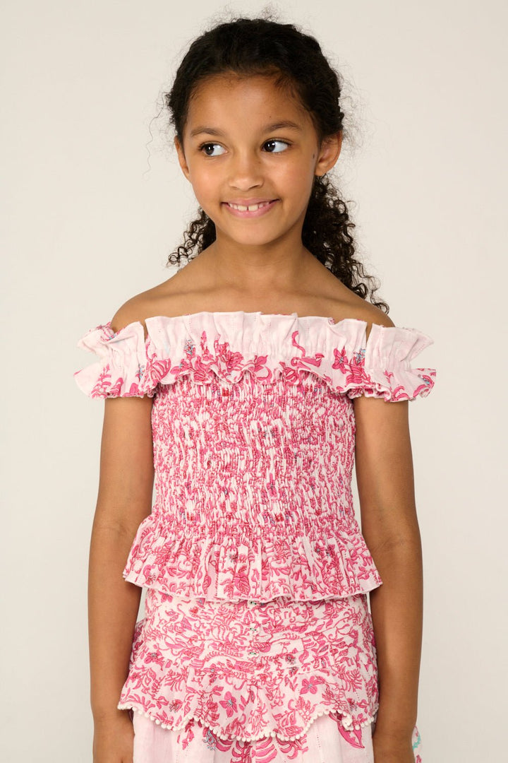 Girls' Pink Tiare top – Top Alitza by Poupette St Barth, view 2