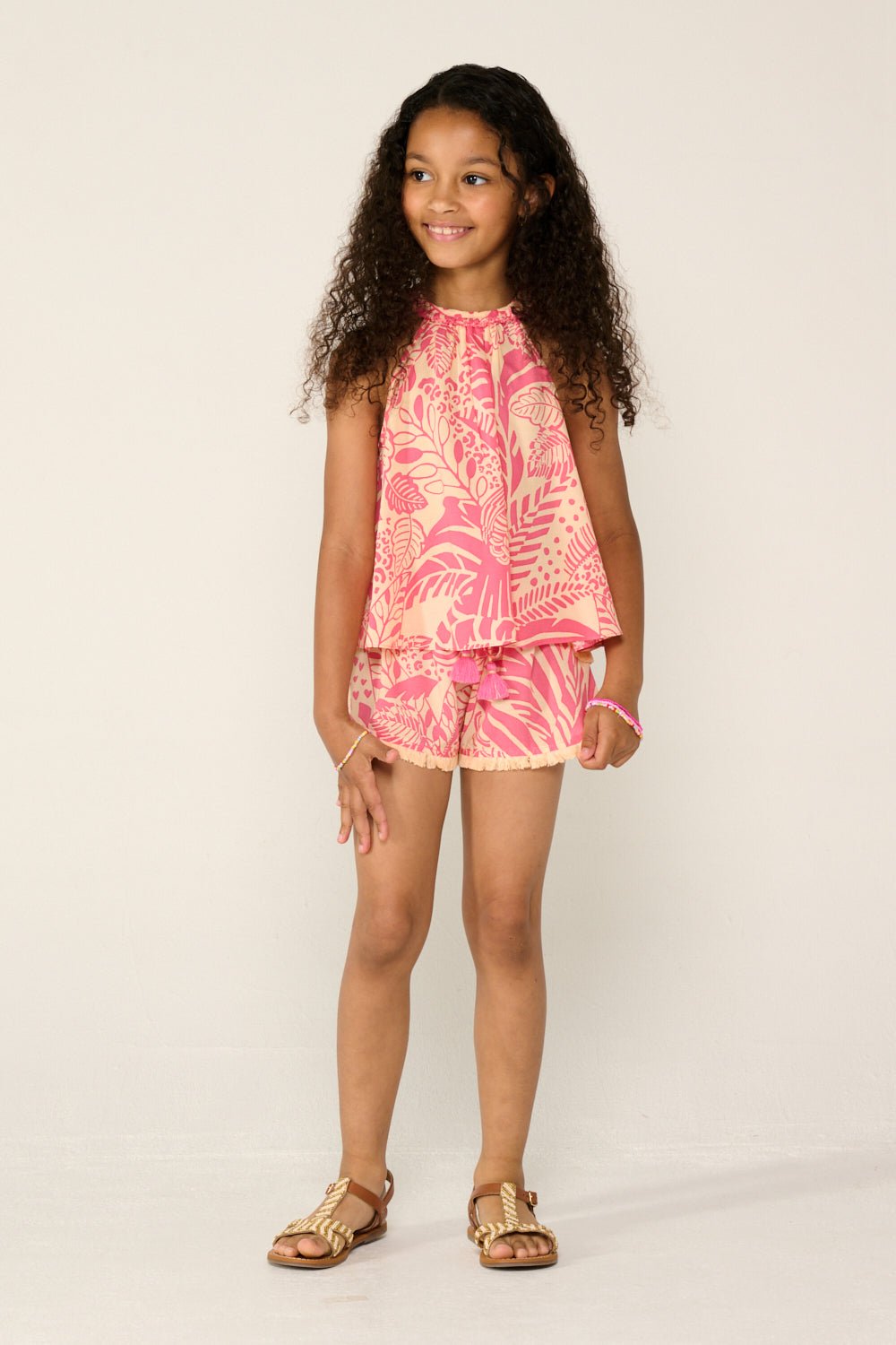 Girls' Pink Toucan top – Top Cleo by Poupette St Barth, view 2