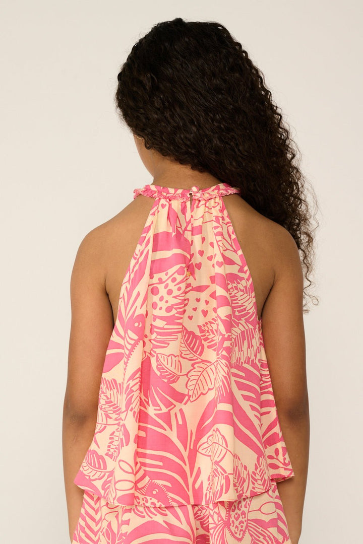 Girls' Pink Toucan top – Top Cleo by Poupette St Barth, view 5