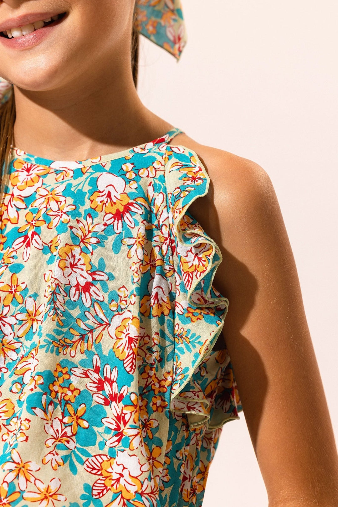 Girls' Green Sweet Bell top – Top Alida by Poupette St Barth, front view