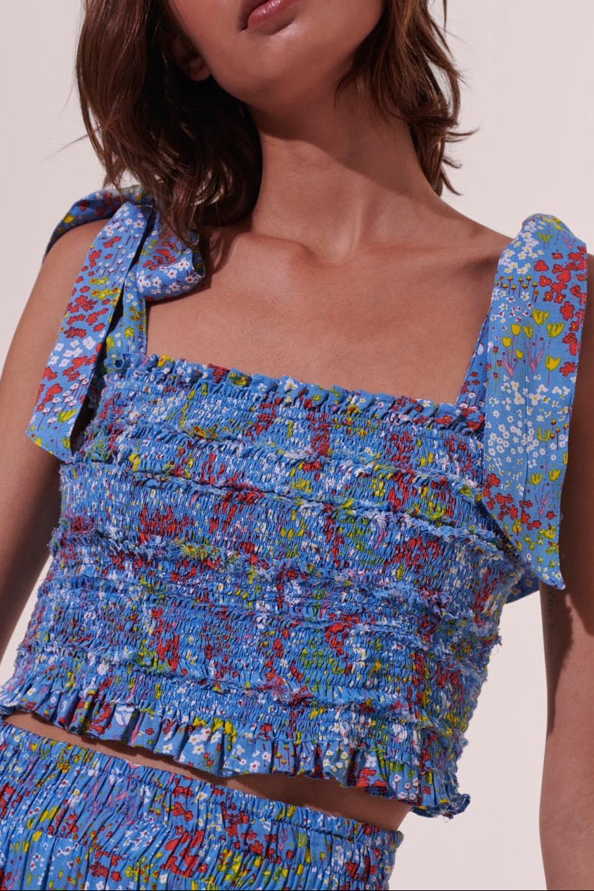 Blue Tulipe top – Top Triny by Poupette St Barth, front view