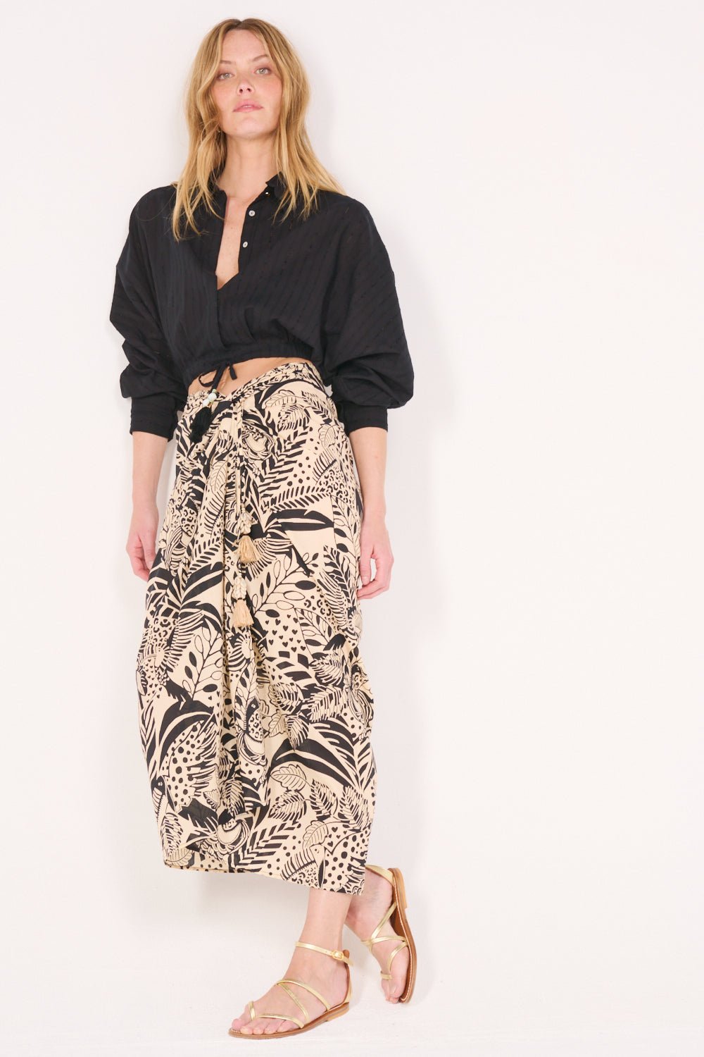 Black shirt – Shirt Alma by Poupette St Barth, front view