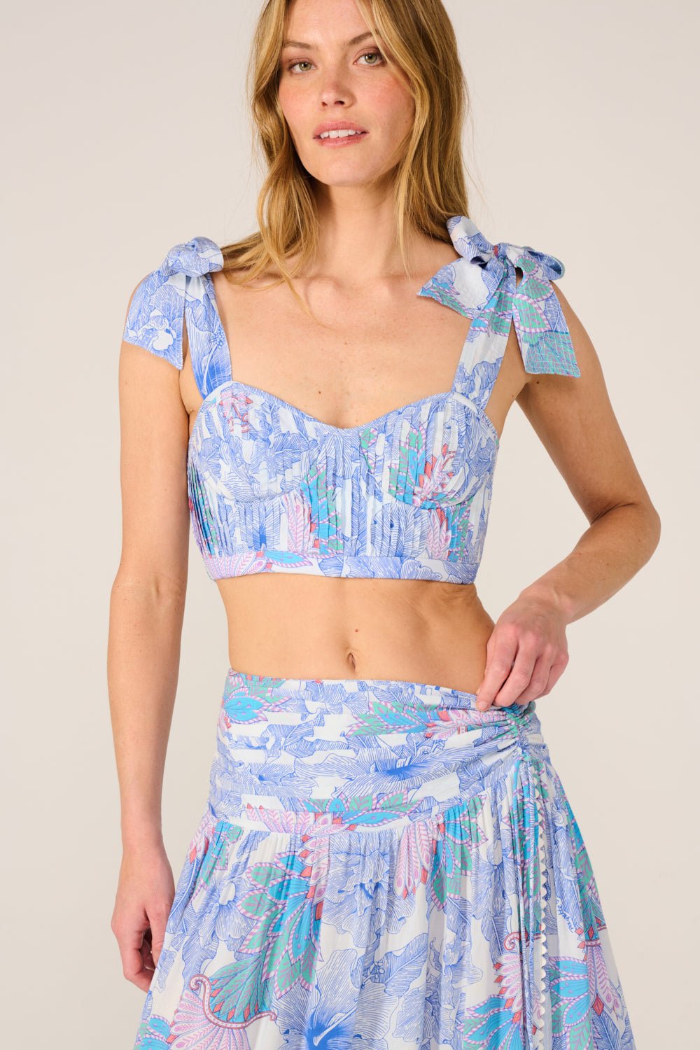 Blue Padang top – Top Carla by Poupette St Barth, front view