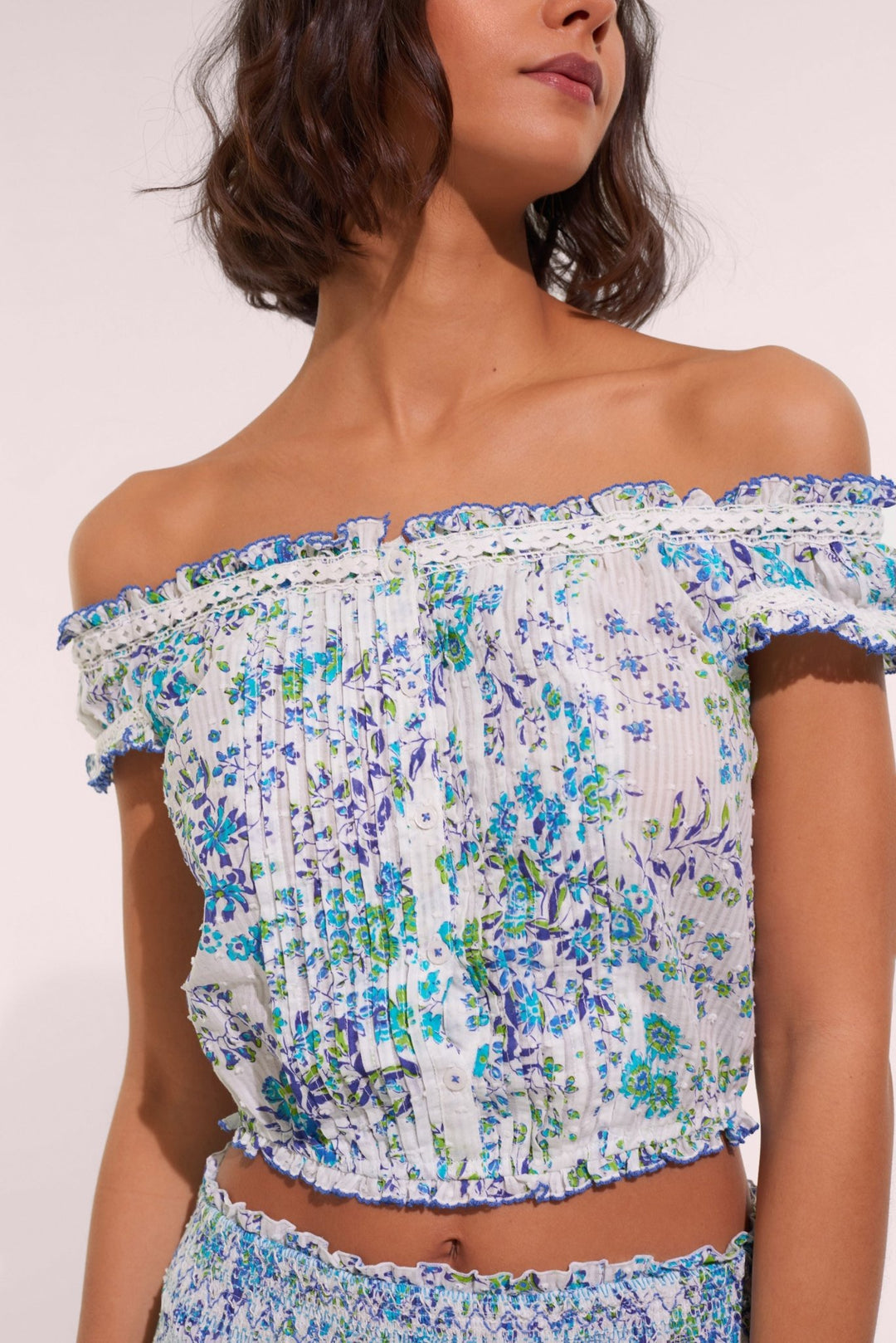 Blue Queen Liberty top – Top Alba by Poupette St Barth, front view