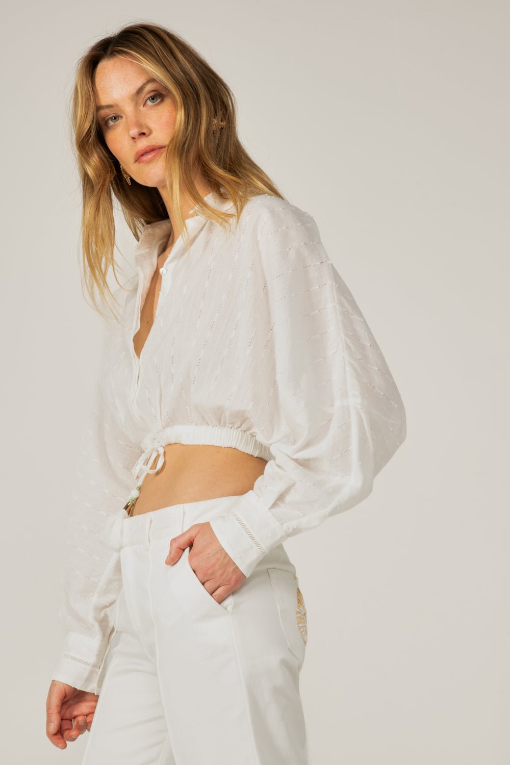 Natural White shirt – Shirt Alma by Poupette St Barth, front view