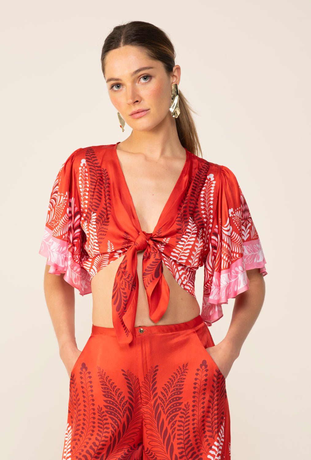 Orange Oolong top – Top Rose by Poupette St Barth, front view