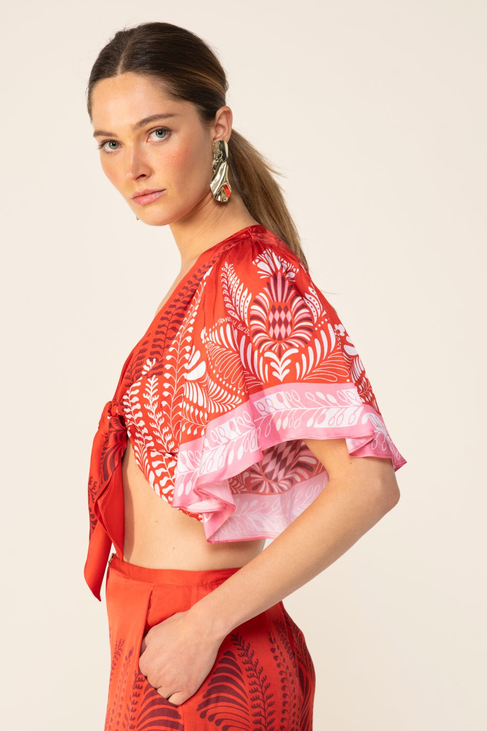 Orange Oolong top – Top Rose by Poupette St Barth, view 3