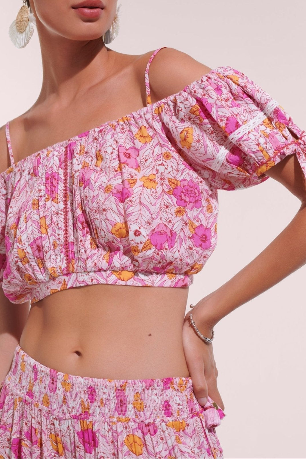Pink Petunia top – Top Bonny by Poupette St Barth, front view