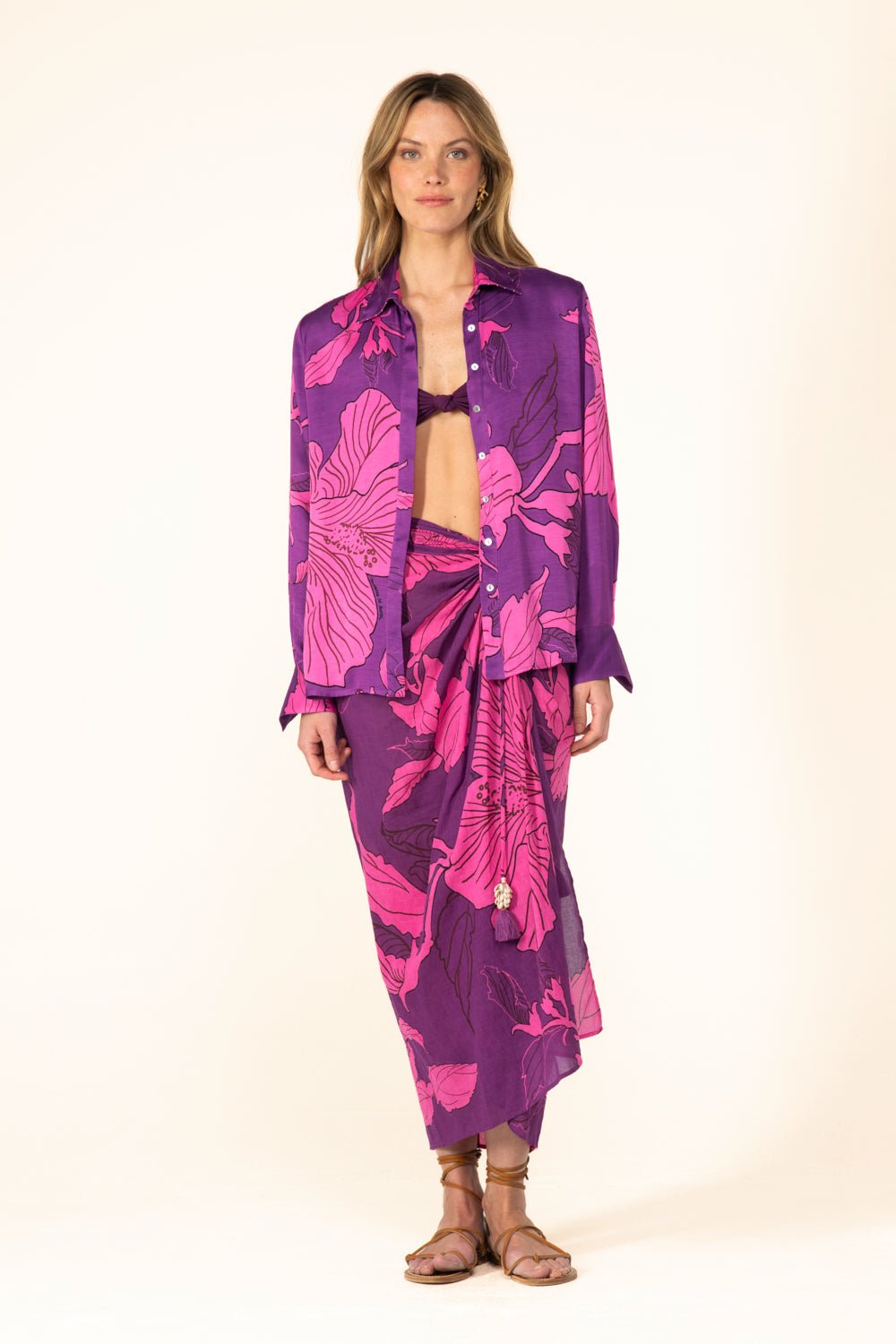 Purple Hibiscus shirt – Shirt Eileen by Poupette St Barth, view 3