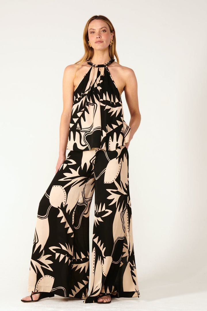 Black Oasis top – Top Cleo by Poupette St Barth, front view