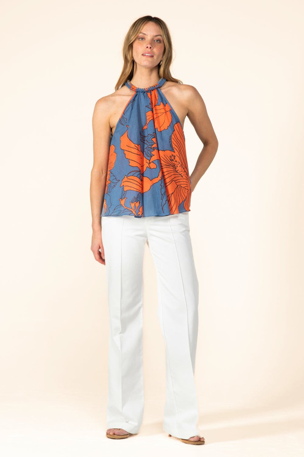 Blue Hibiscus top – Top Cleo by Poupette St Barth, view 3