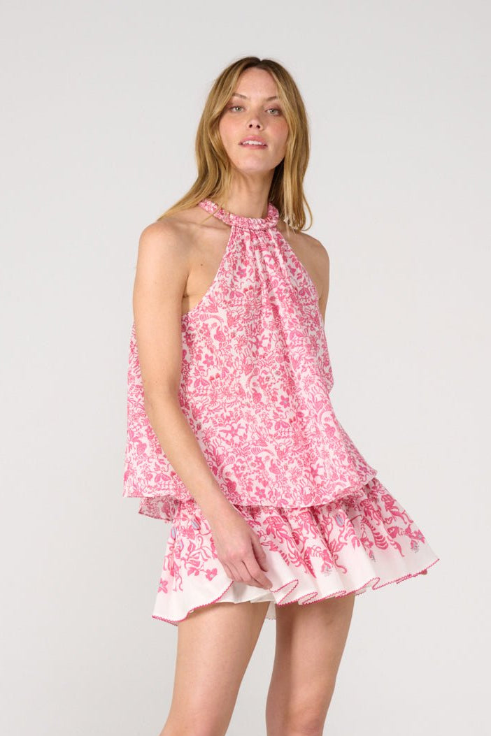 Pink Tiare top – Top Cleo by Poupette St Barth, front view