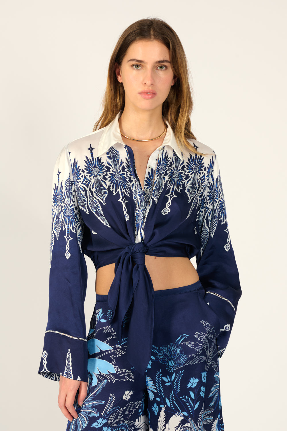 Navy Canopy shirt – Shirt Sidonie by Poupette St Barth, front view