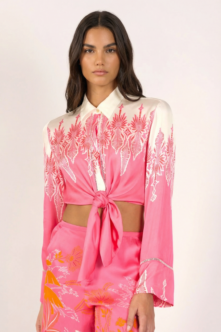 Pink Canopy shirt – Shirt Sidonie by Poupette St Barth, front view