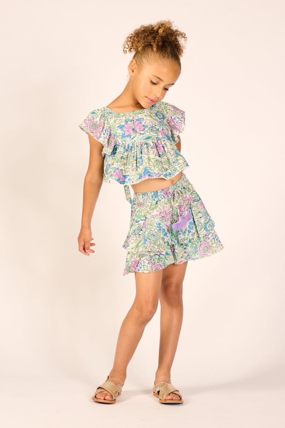 Girls' blue Thalia shorts by Poupette St Barth, casual denim style with a comfortable fit, perfect for summer wear.