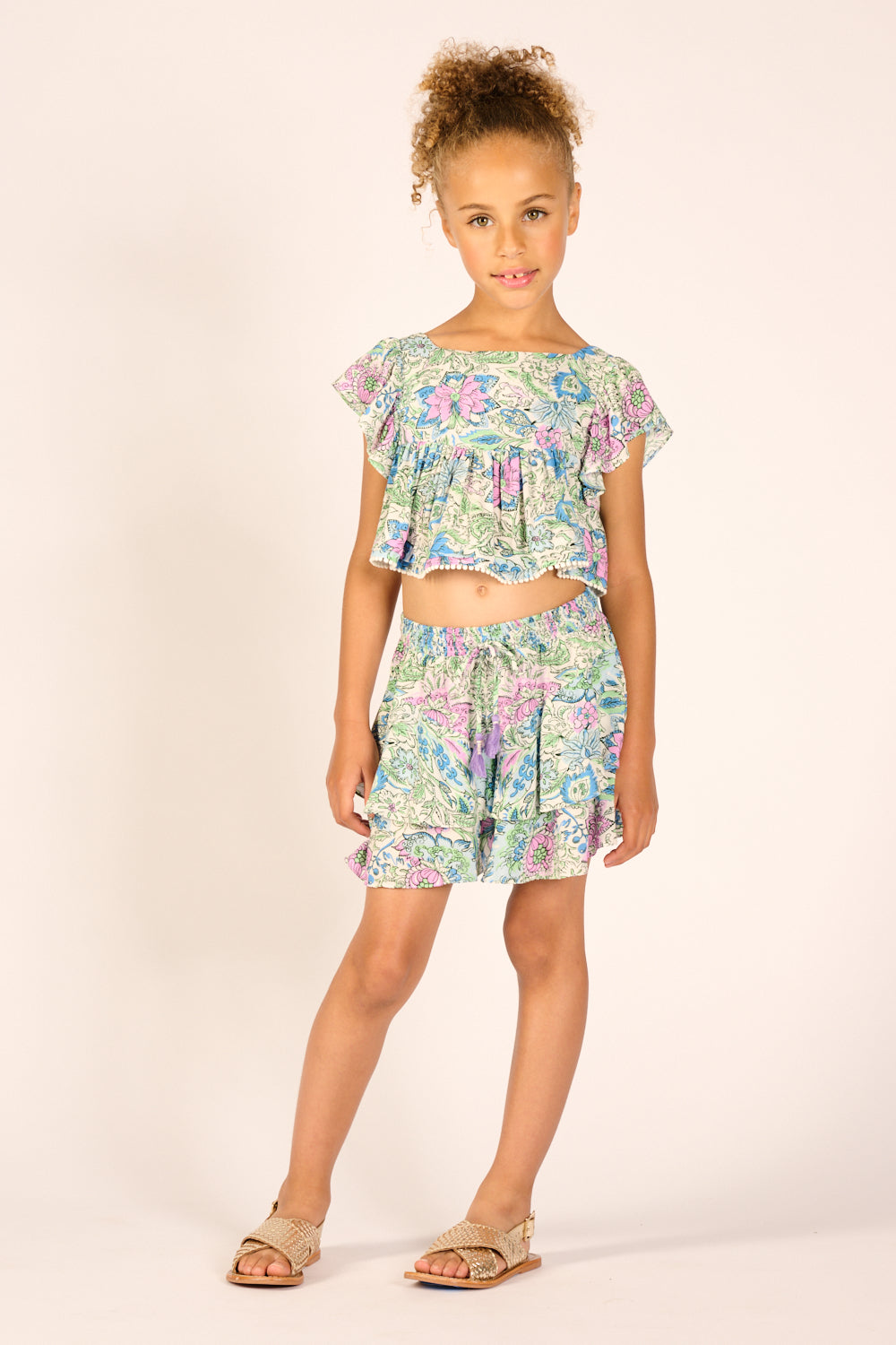 Girls' Blue Nusa shorts – Short Thalia by Poupette St Barth, view 2