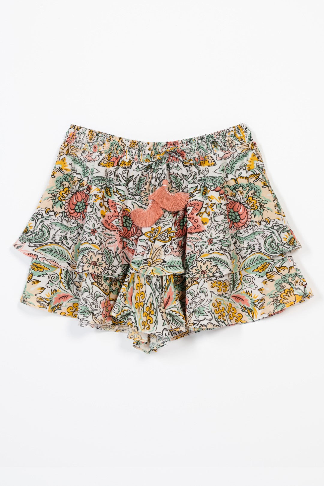 Girls' yellow Thalia shorts by Poupette St Barth, lightweight and stylish for warm weather, featuring a comfortable fit.