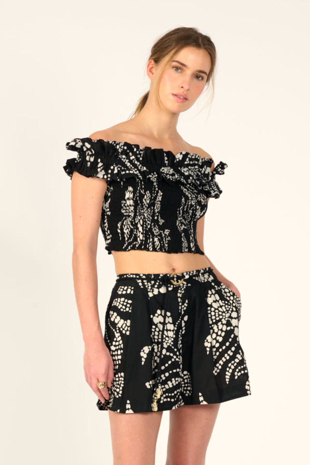 Black Austral Short Chantal by Poupette St Barth featuring a relaxed fit and stylish design, ideal for casual summer wear.