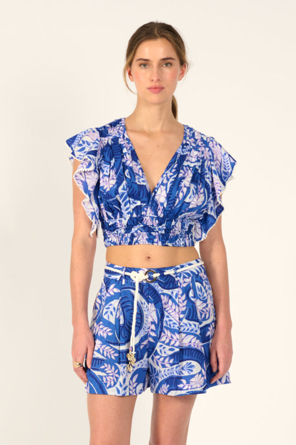 Blue Holy Snake shorts – Short Chantal by Poupette St Barth, front view