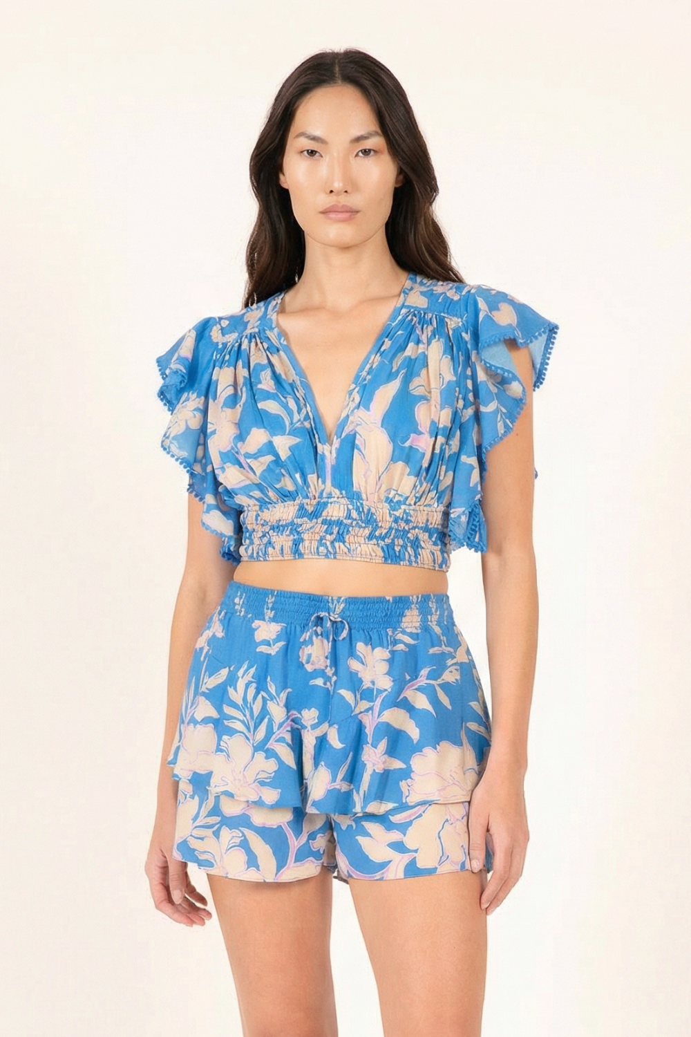 Blue Palm Beach shorts – Short Thalia by Poupette St Barth, front view