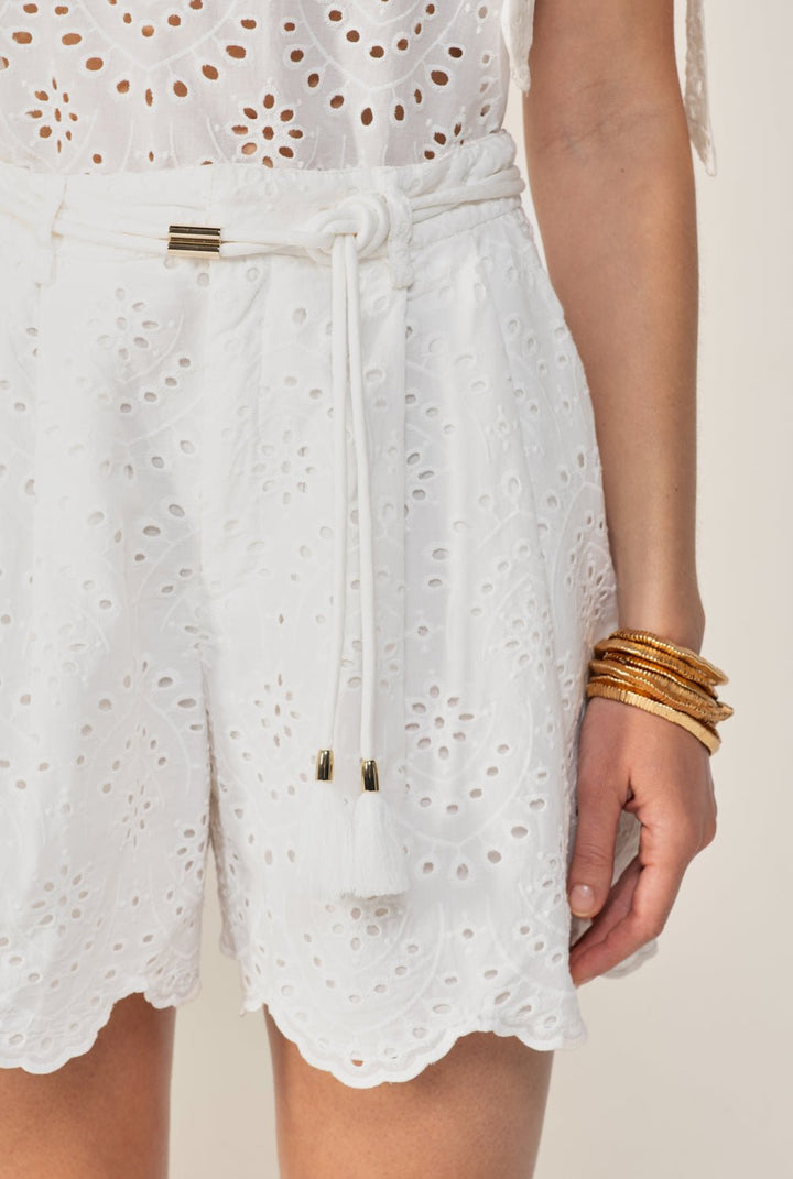 Natural White shorts – Short Chantal by Poupette St Barth, fabric detail