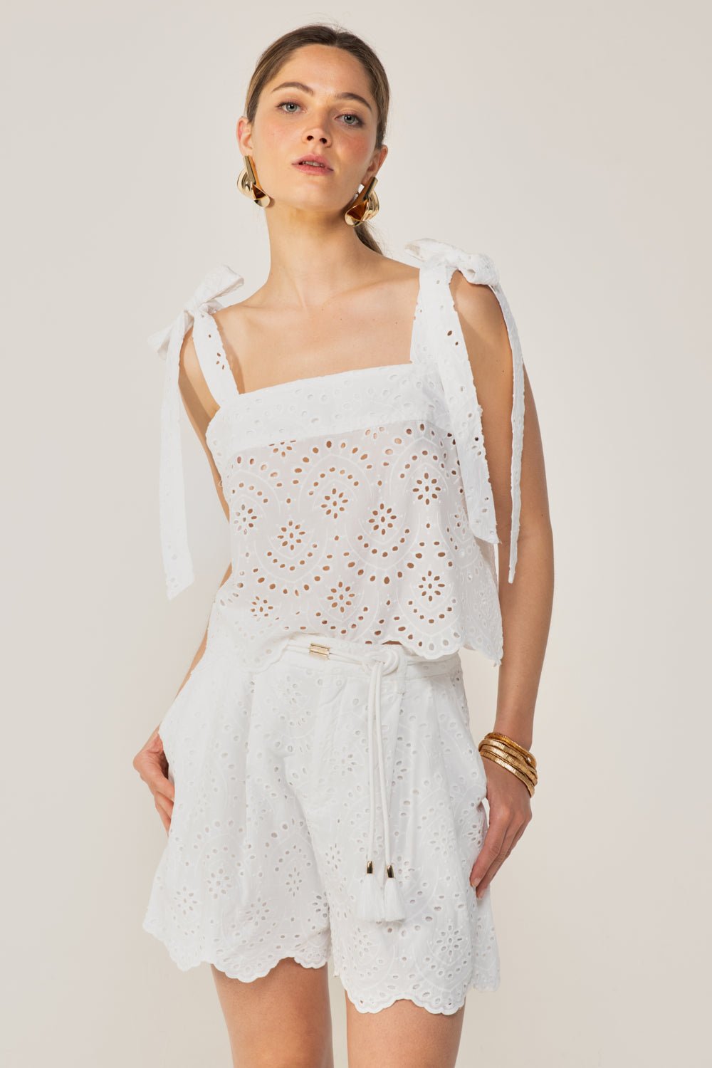 Natural White shorts – Short Chantal by Poupette St Barth, front view