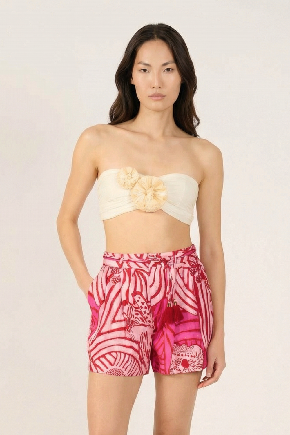 Pink Japonism shorts – Short Chantal by Poupette St Barth, front view