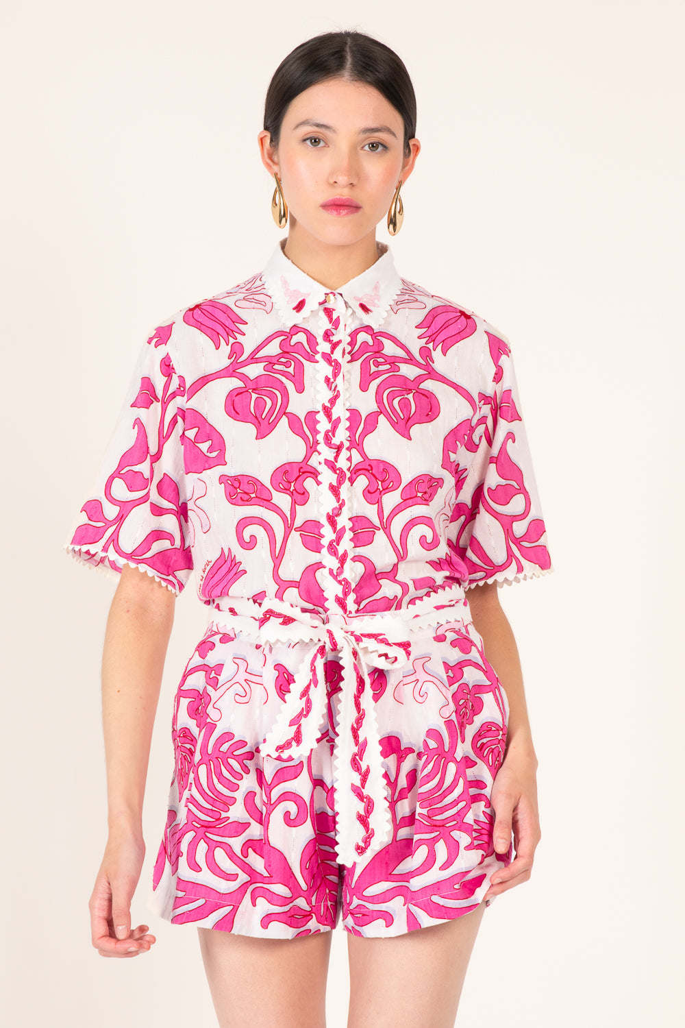 White Pink Ritual shorts – Short Chantal by Poupette St Barth, front view