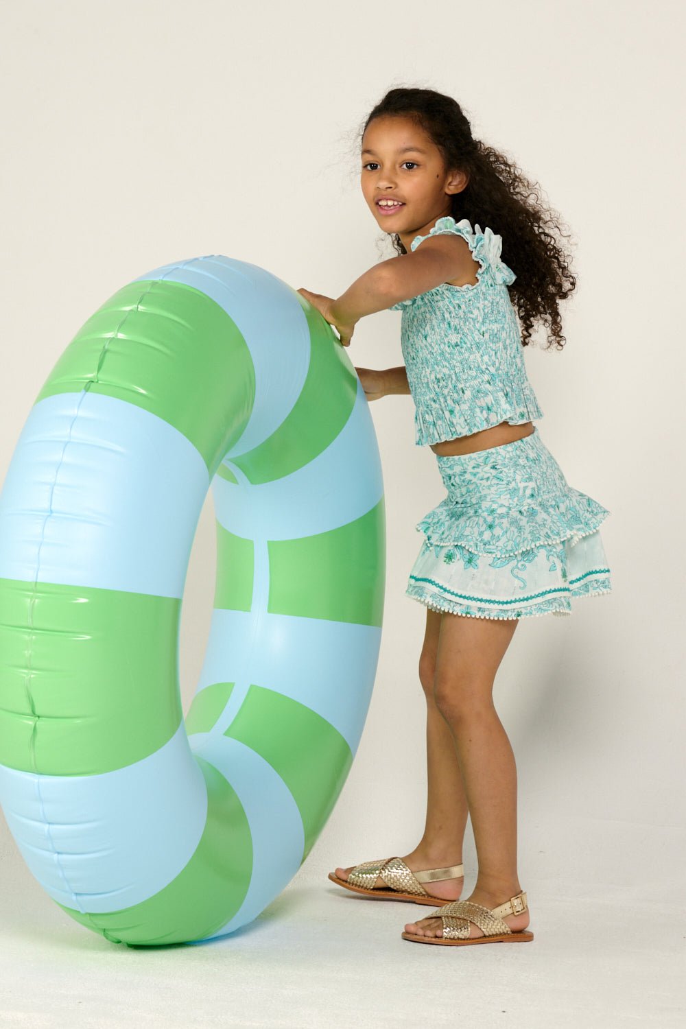 Girls' Aqua Tiare skirt – Mini Skirt Alizee by Poupette St Barth, front view