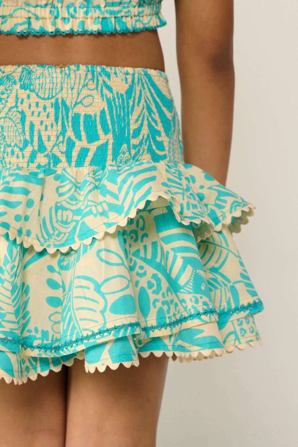 Girls' Aqua Toucan skirt – Mini Skirt Alizee by Poupette St Barth, view 4