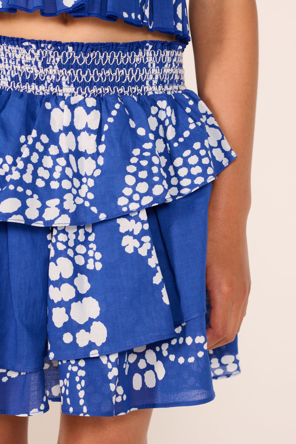 Girls' Blue Austral skirt – Mini Skirt Lilas by Poupette St Barth, view 3