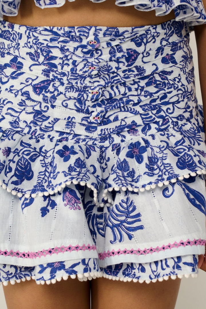Girls' Blue Tiare skirt – Mini Skirt Alizee by Poupette St Barth, view 4