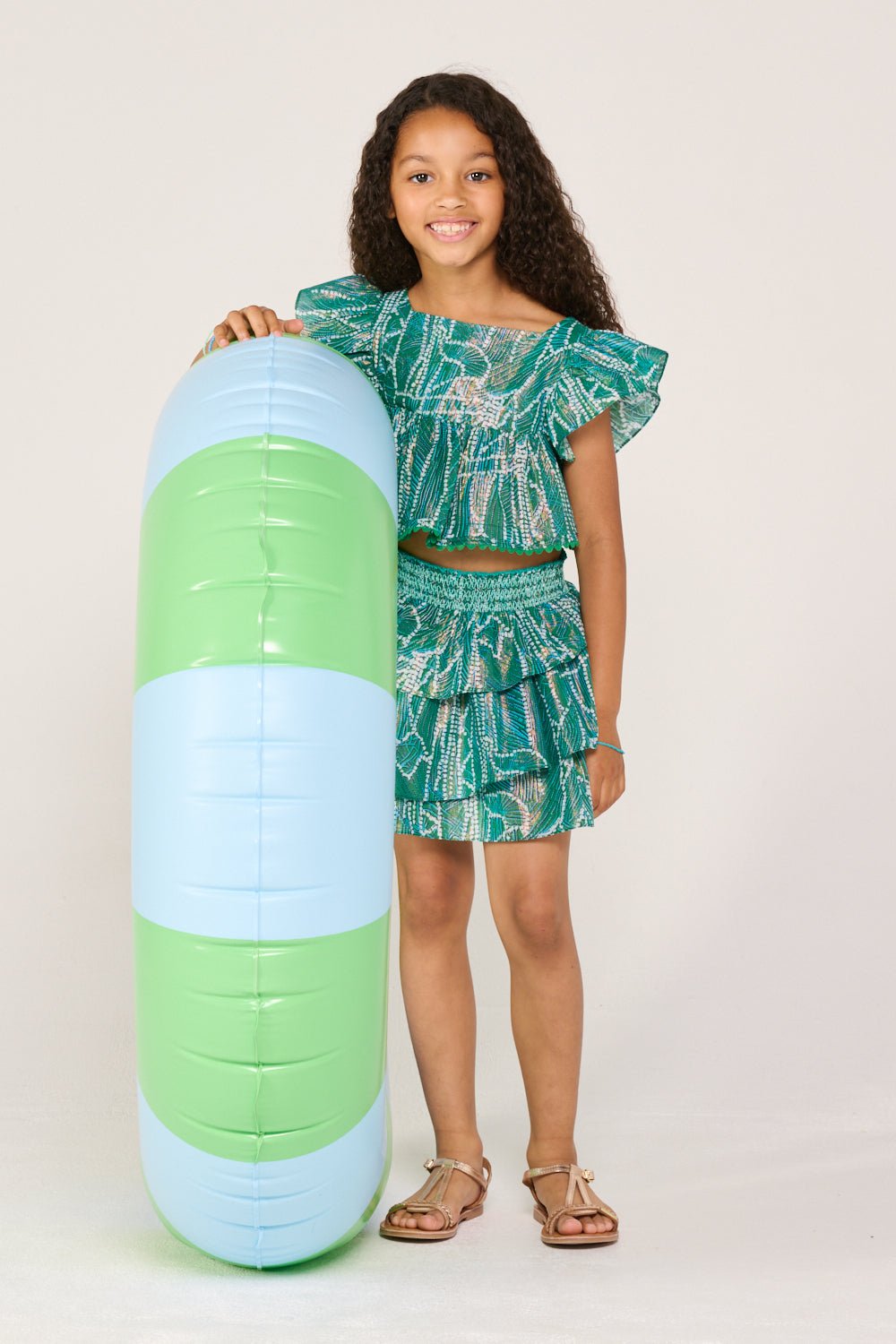 Girls' Green Akoya skirt – Mini Skirt Lilas by Poupette St Barth, front view