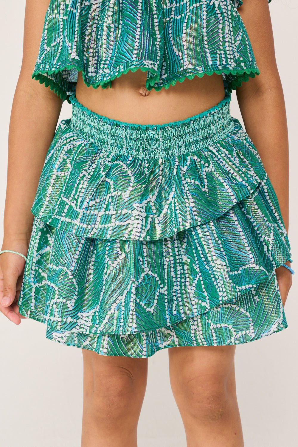 Girls' Green Akoya skirt – Mini Skirt Lilas by Poupette St Barth, view 4