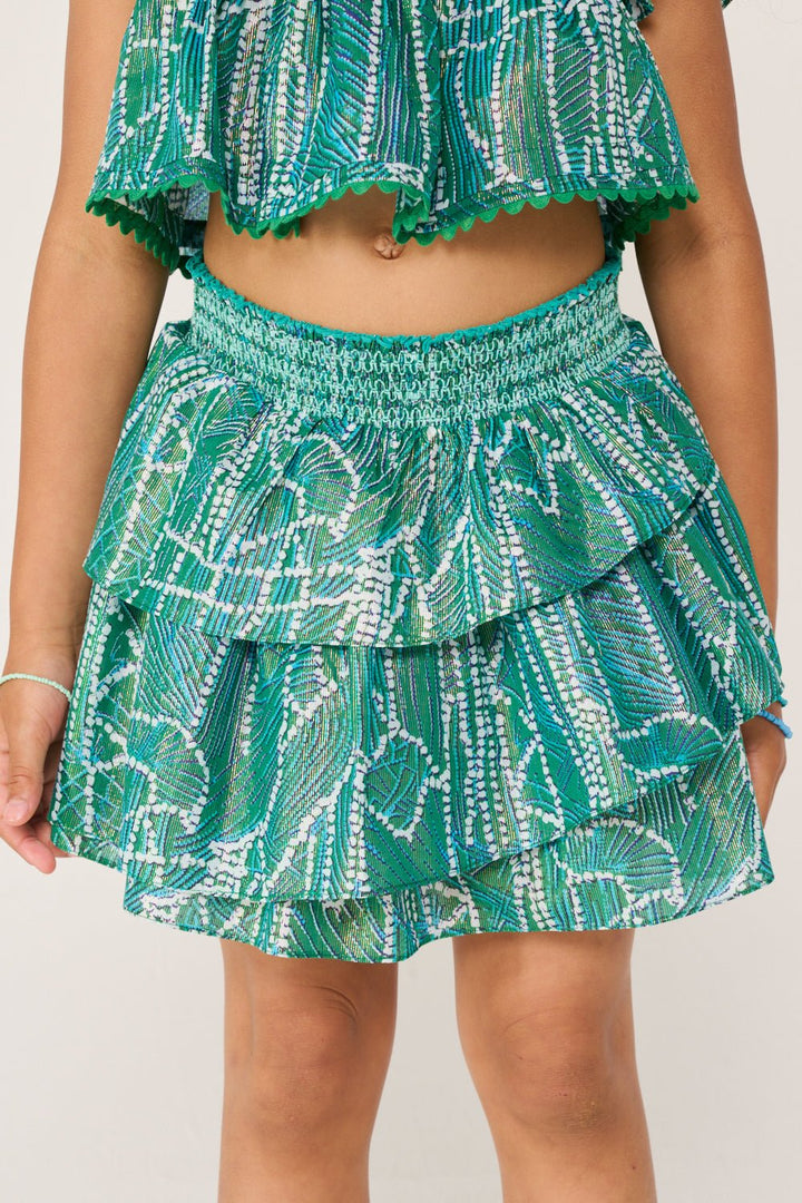Girls' Green Akoya skirt – Mini Skirt Lilas by Poupette St Barth, view 4