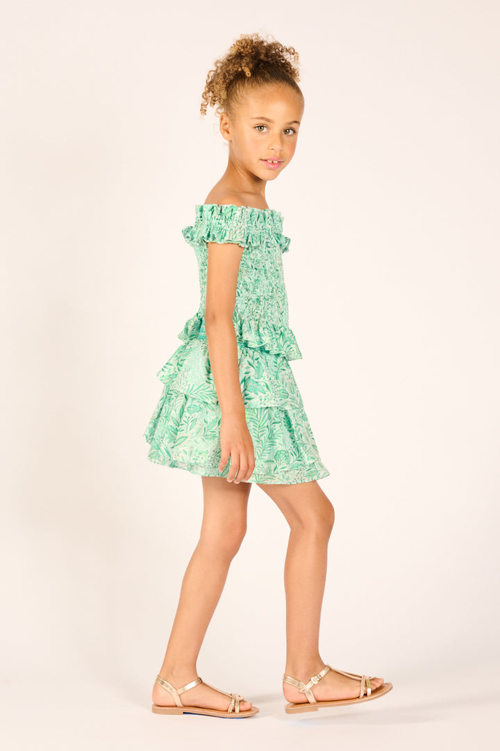 Girls' Green Palmarosa skirt – Mini Skirt Lilas by Poupette St Barth, view 2