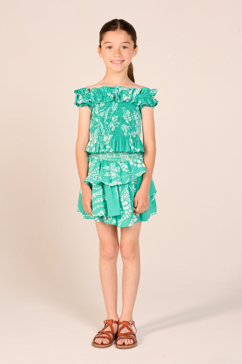 Girls' Mint Austral skirt – Mini Skirt Lilas by Poupette St Barth, front view