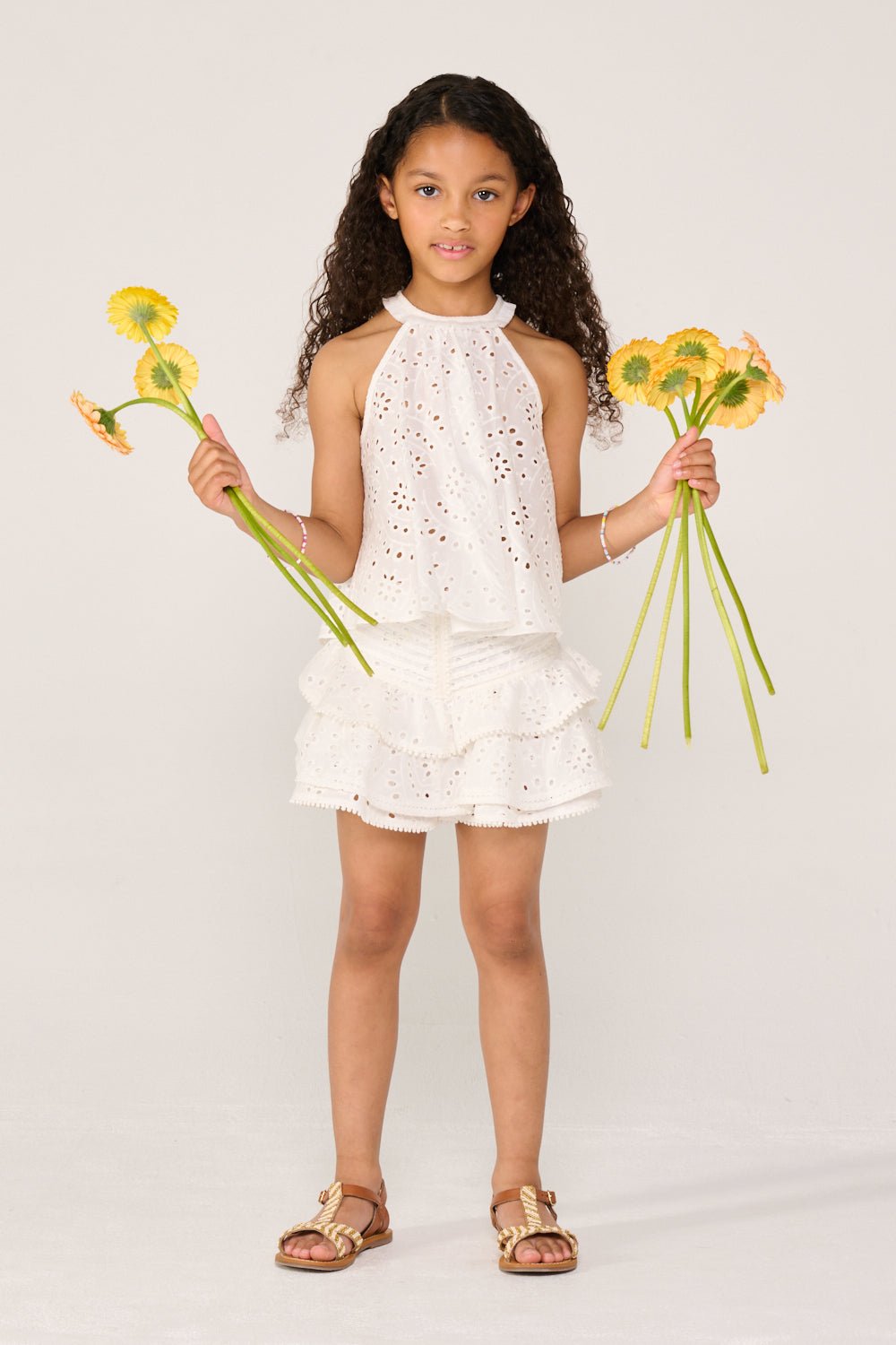 Girls' Natural White skirt – Mini Skirt Alizee by Poupette St Barth, front view