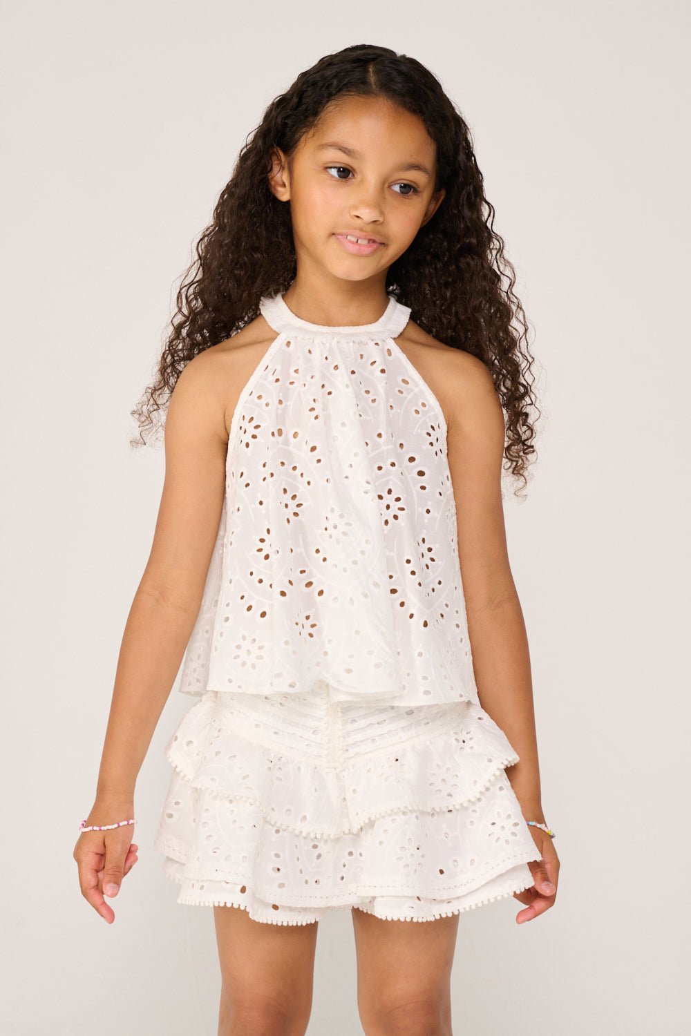 Girls' Natural White skirt – Mini Skirt Alizee by Poupette St Barth, view 3