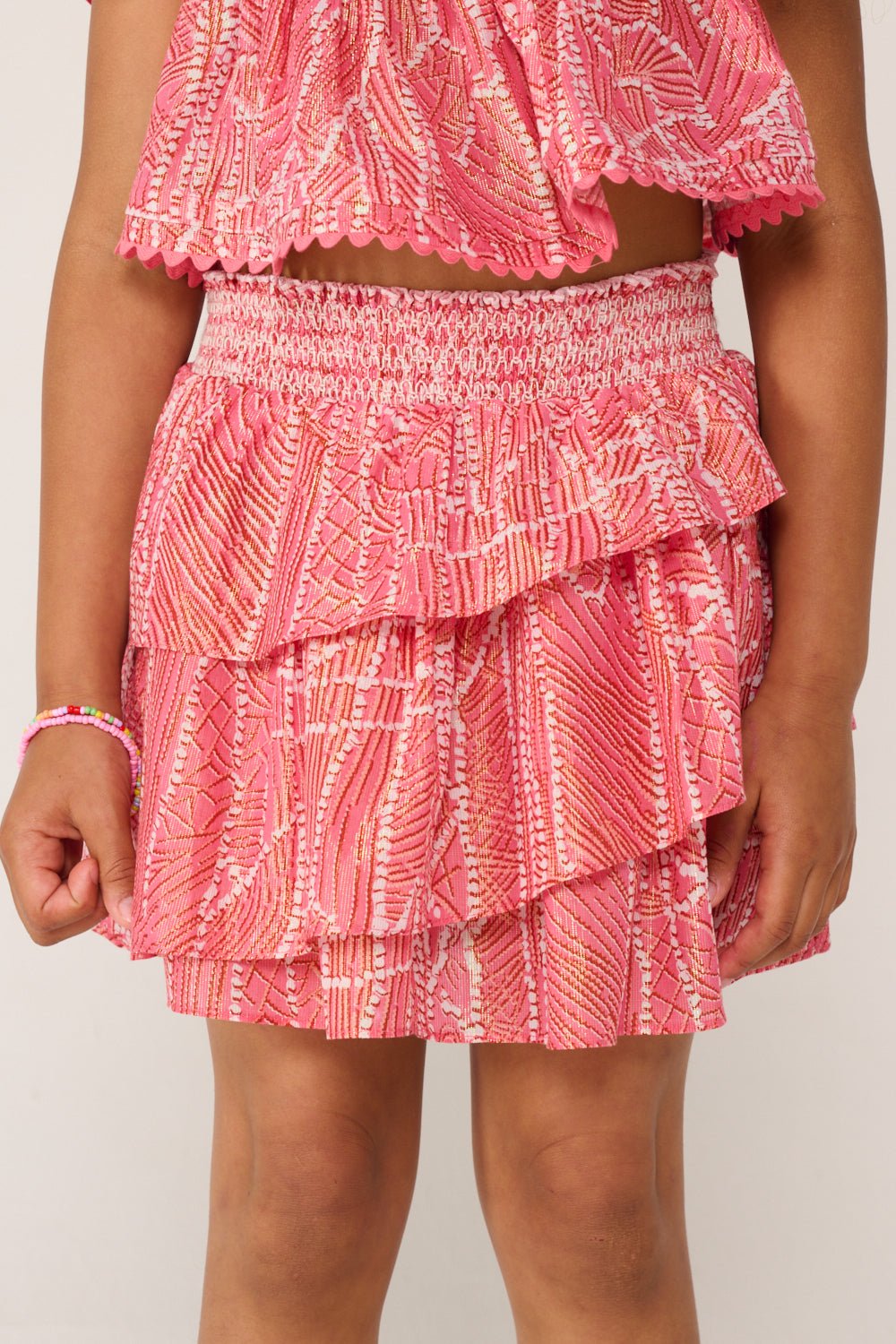 Girls' Pink Akoya skirt – Mini Skirt Lilas by Poupette St Barth, view 4