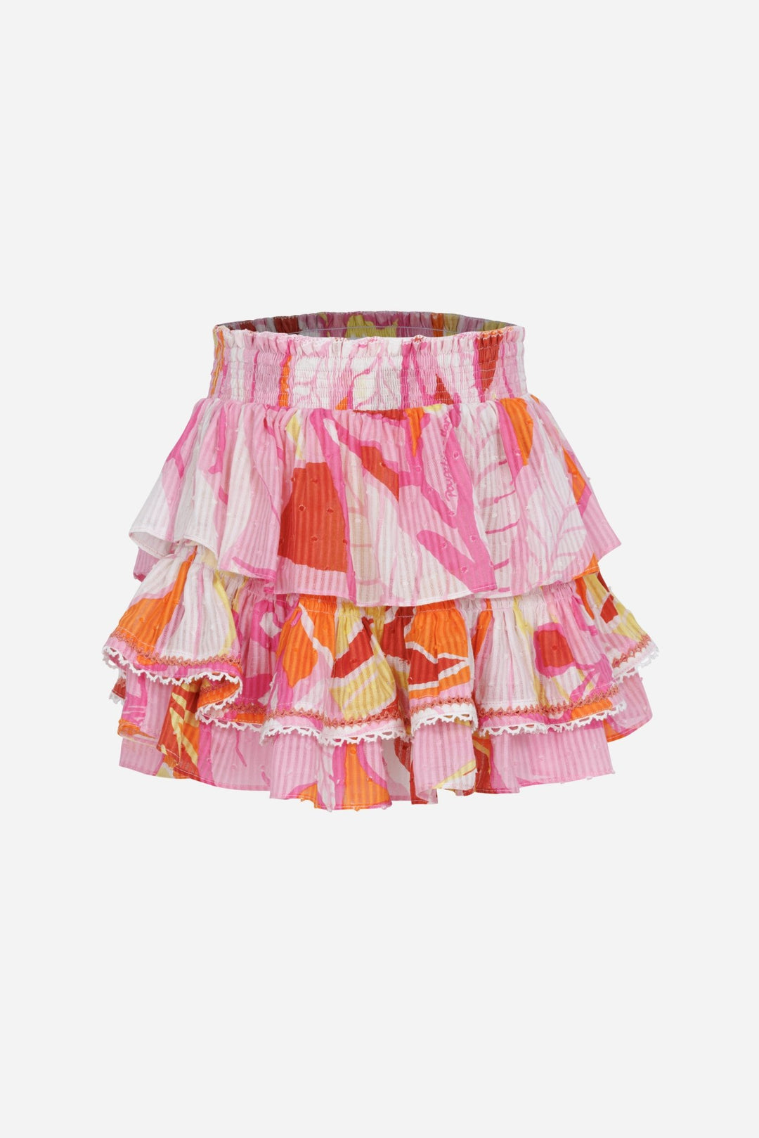 Girls' Pink Macro Lilium skirt – Mini Skirt Ariane by Poupette St Barth, front view