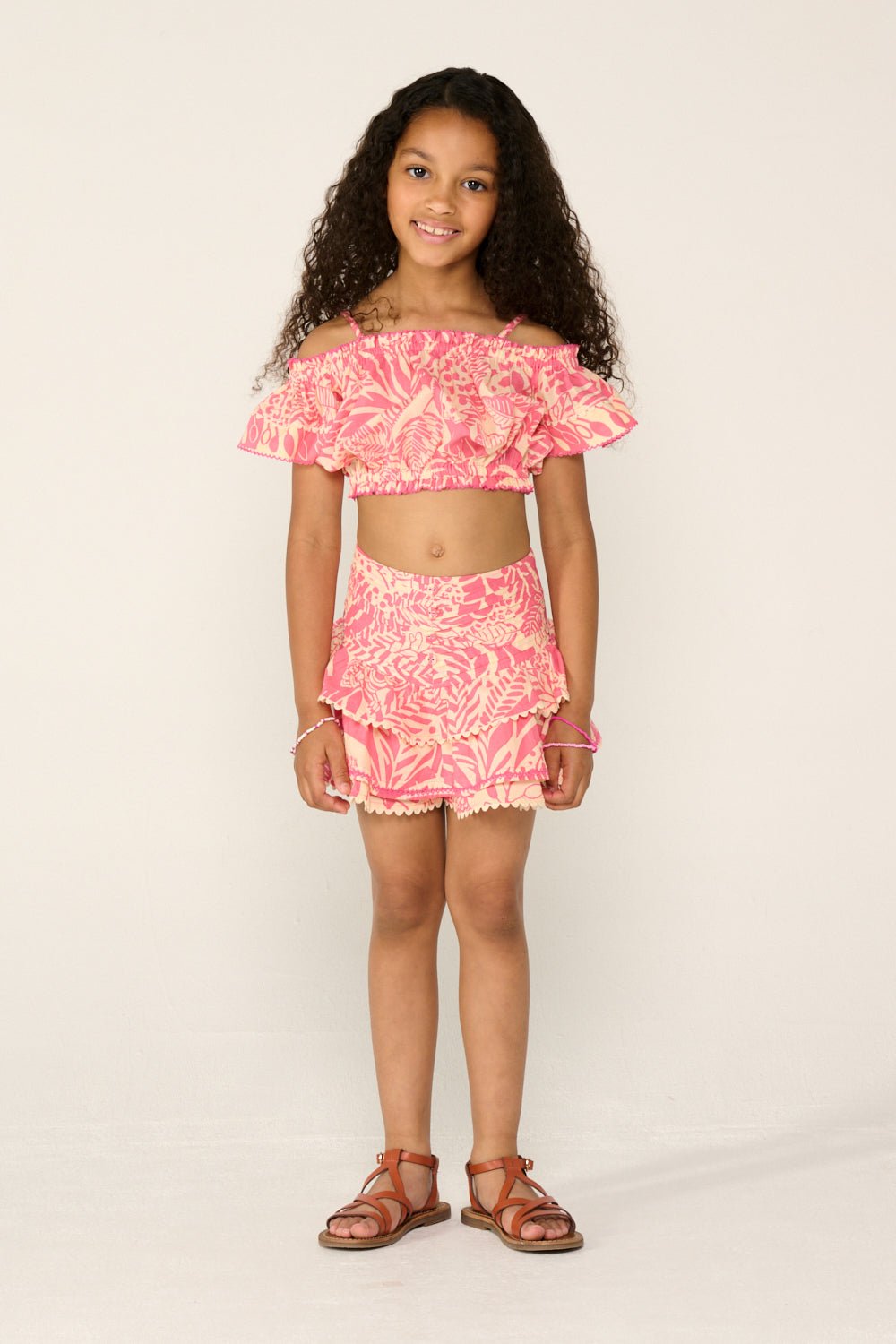 Girls' Pink Toucan skirt – Mini Skirt Alizee by Poupette St Barth, view 2