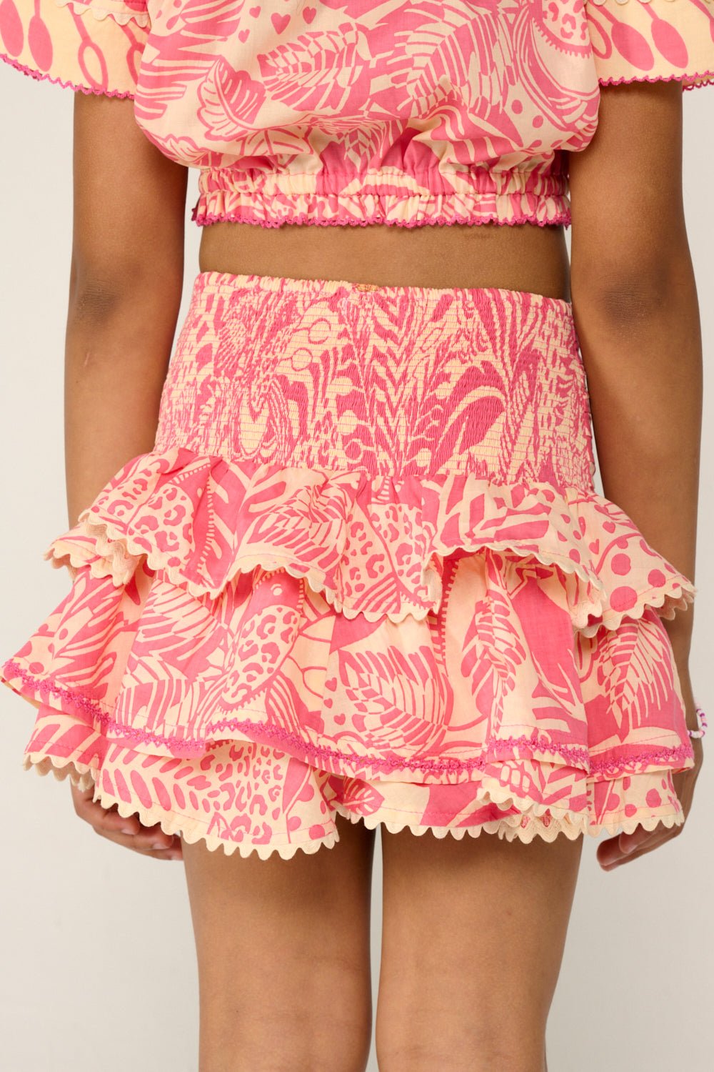 Girls' Pink Toucan skirt – Mini Skirt Alizee by Poupette St Barth, view 5