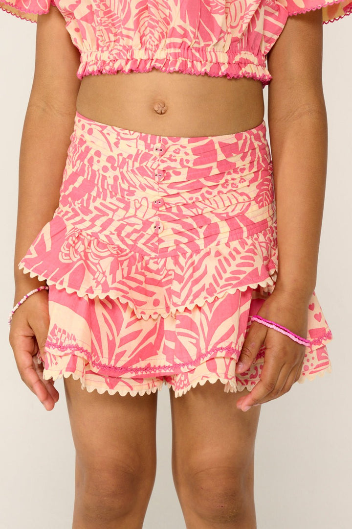 Girls' Pink Toucan skirt – Mini Skirt Alizee by Poupette St Barth, view 4