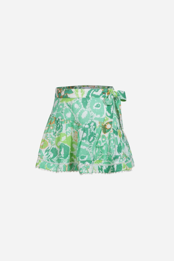 Green mini skirt for girls by Poupette St Barth, Chantal Pencilleo style, with a playful and stylish design.