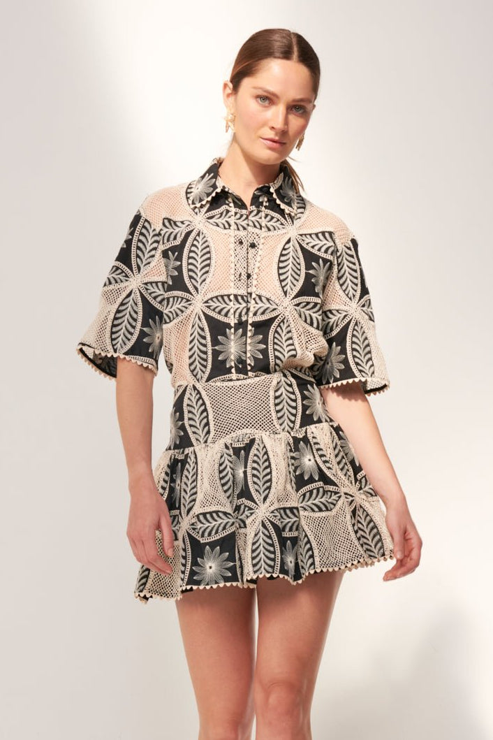 Black skirt – Mini Skirt Colleen by Poupette St Barth, front view
