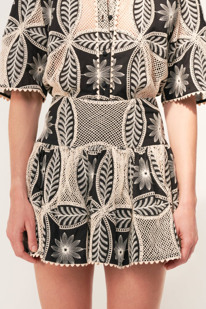 Black skirt – Mini Skirt Colleen by Poupette St Barth, fabric detail
