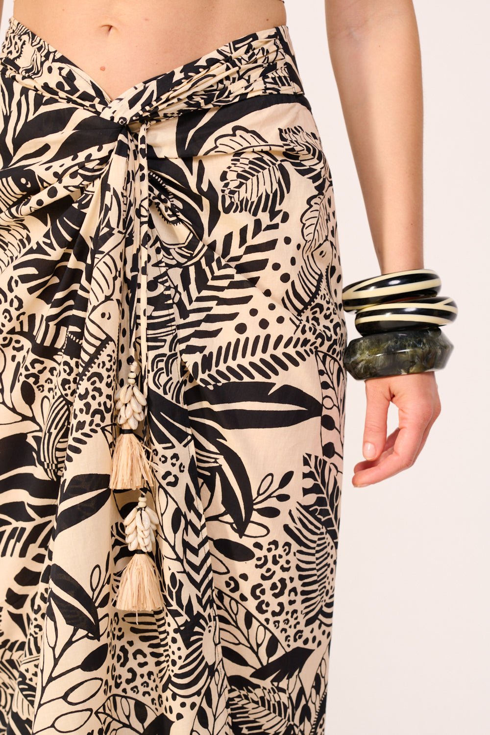 Black Toucan skirt – Long Skirt Uma by Poupette St Barth, view 3