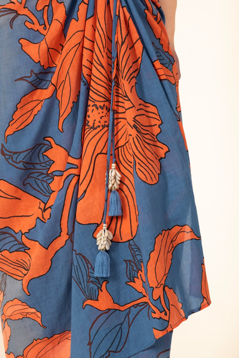 Blue Hibiscus skirt – Long Skirt Uma by Poupette St Barth, view 5