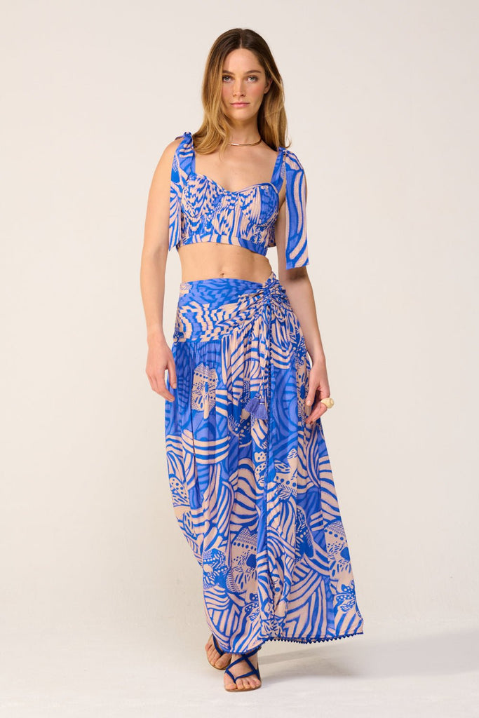 Long Skirt Carla - Blue Japonism | Poupette St Barth